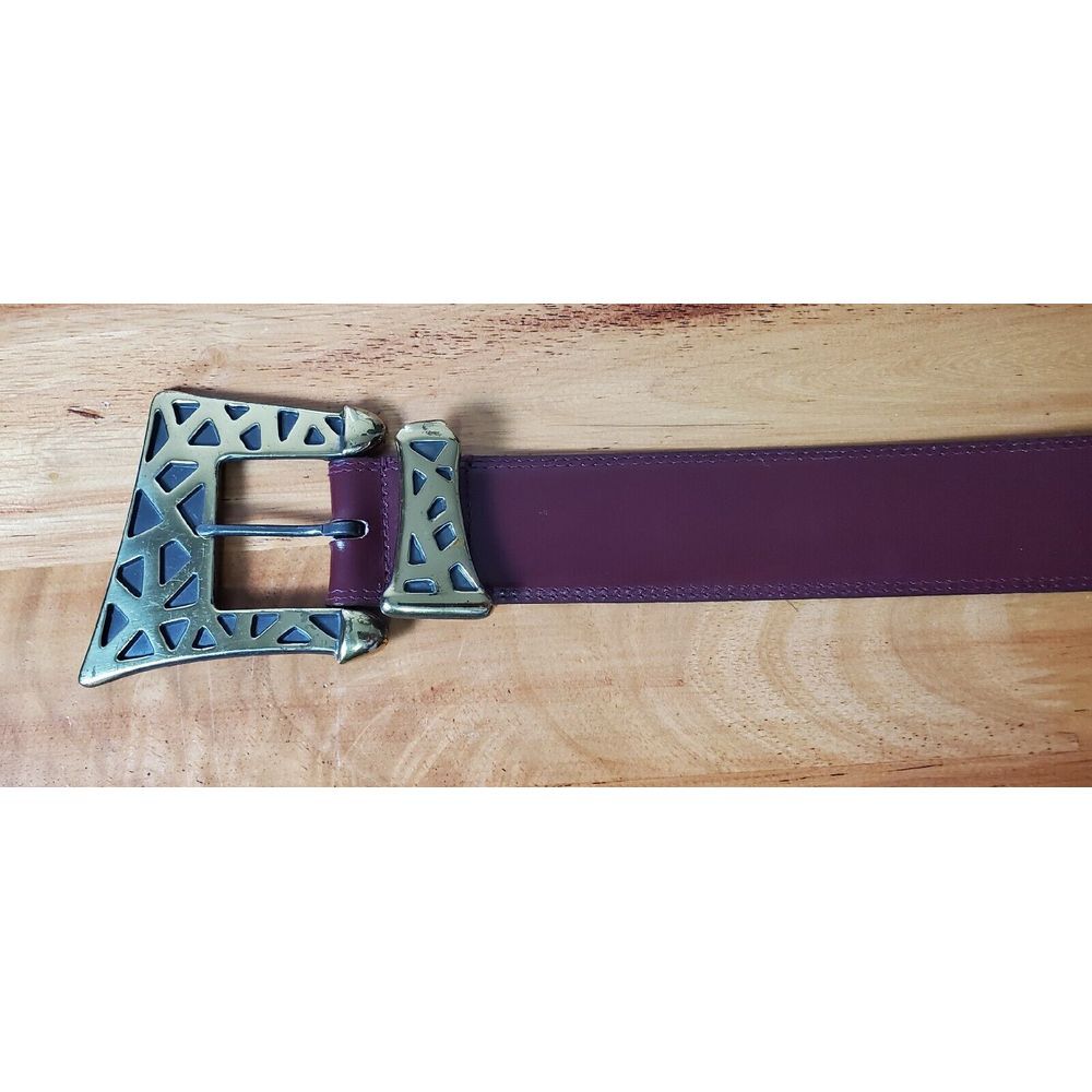 Vintage Buckle Etienne Aigner Leather Belt Wine Burgundy 28